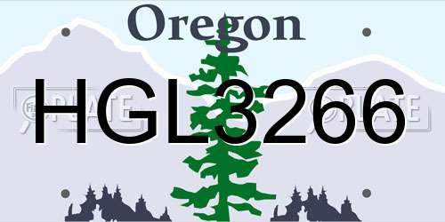 HGL3266 Oregon License Plate