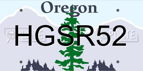 HGSR52 Oregon License Plate