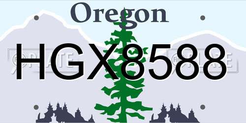 HGX8588 Oregon License Plate