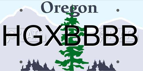 HGXBBBB Oregon License Plate