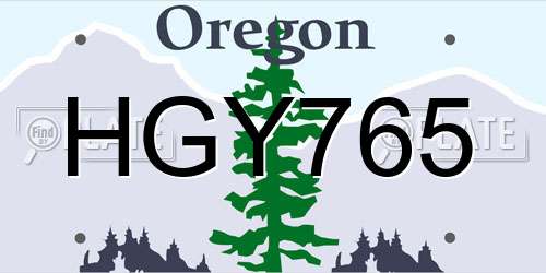 HGY765 Oregon License Plate