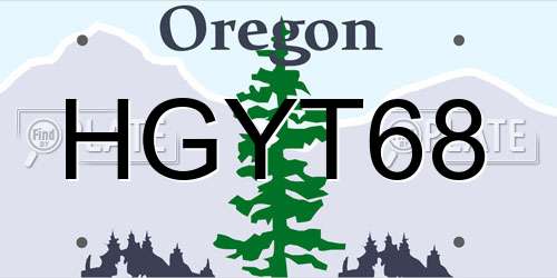 HGYT68 Oregon License Plate