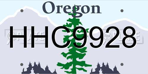 HHC9928 Oregon License Plate