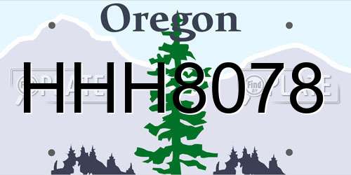 HHH8078 Oregon License Plate