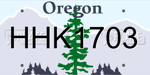 HHK1703 Oregon License Plate