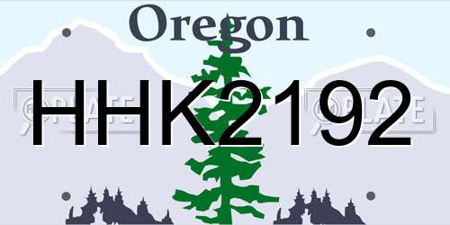 HHK2192 Oregon License Plate