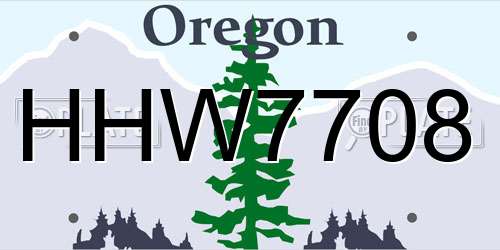 HHW7708 Oregon License Plate
