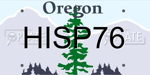 HISP76 Oregon License Plate