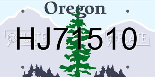 HJ71510 Oregon License Plate