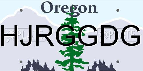 HJRGGDG Oregon License Plate