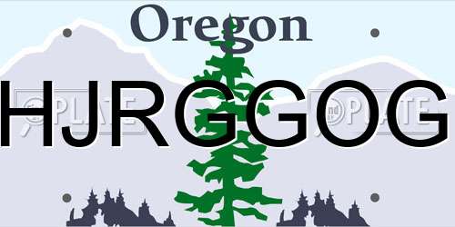 HJRGGOG Oregon License Plate