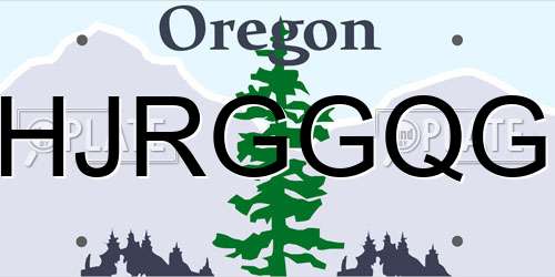 HJRGGQG Oregon License Plate
