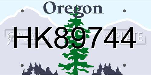 HK89744 Oregon License Plate