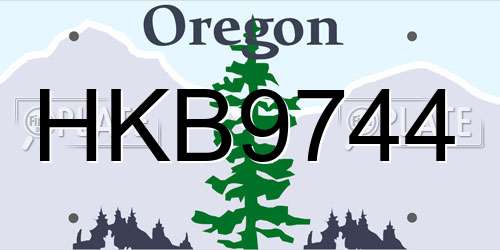 HKB9744 Oregon License Plate