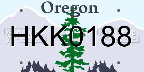 HKK0188 Oregon License Plate