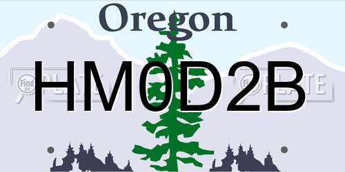 HM0D2B Oregon License Plate