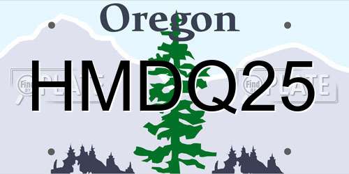 HMDQ25 Oregon License Plate