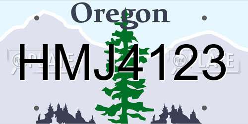 HMJ4123 Oregon License Plate
