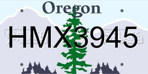 HMX3945 Oregon License Plate