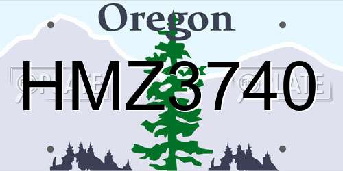 HMZ3740 Oregon License Plate