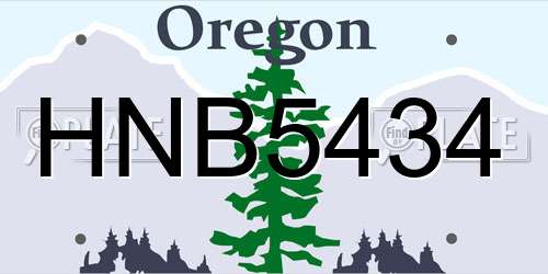 HNB5434 Oregon License Plate