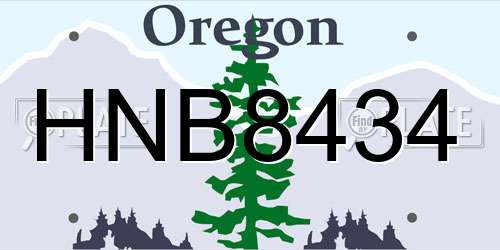 HNB8434 Oregon License Plate