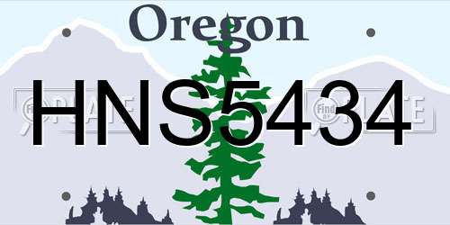HNS5434 Oregon License Plate