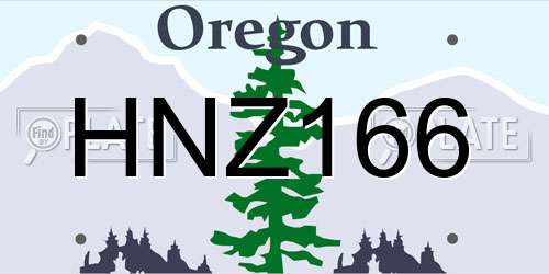 HNZ166 Oregon License Plate