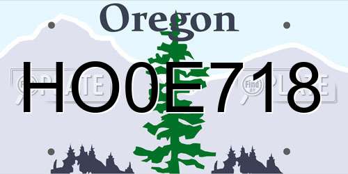 HO0E718 Oregon License Plate