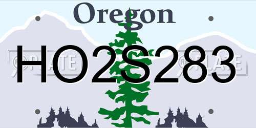 HO2S283 Oregon License Plate