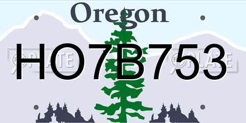 HO7B753 Oregon License Plate