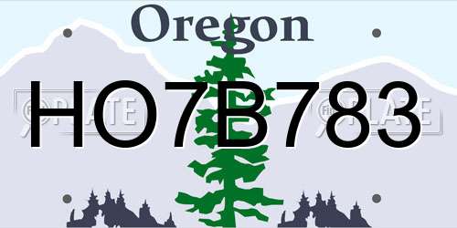 HO7B783 Oregon License Plate
