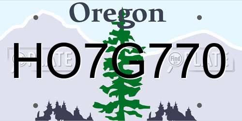 HO7G770 Oregon License Plate