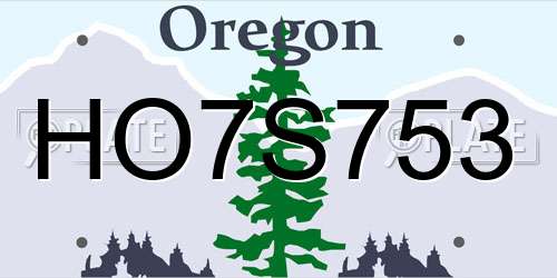 HO7S753 Oregon License Plate