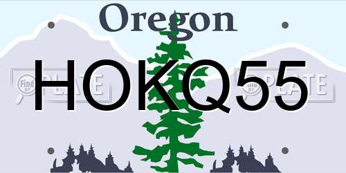 HOKQ55 Oregon License Plate