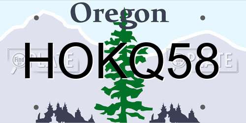 HOKQ58 Oregon License Plate