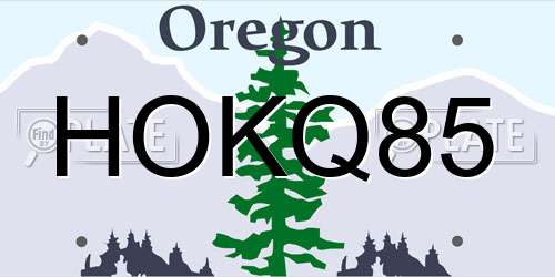 HOKQ85 Oregon License Plate