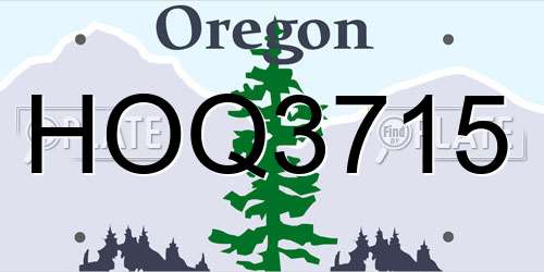 HOQ3715 Oregon License Plate