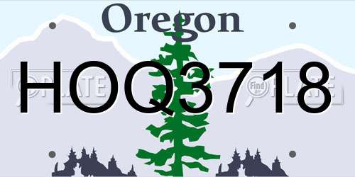 HOQ3718 Oregon License Plate