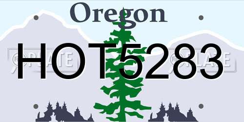 HOT5283 Oregon License Plate