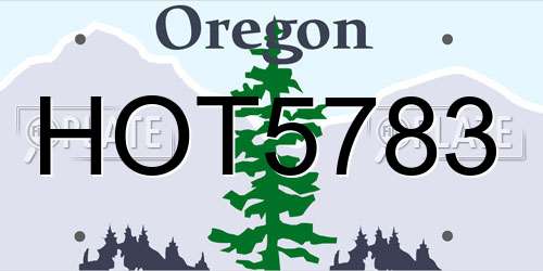 HOT5783 Oregon License Plate