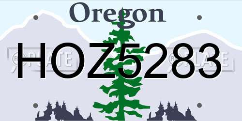 HOZ5283 Oregon License Plate