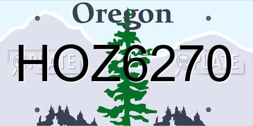 HOZ6270 Oregon License Plate