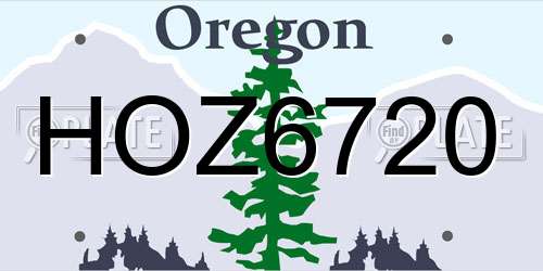 HOZ6720 Oregon License Plate