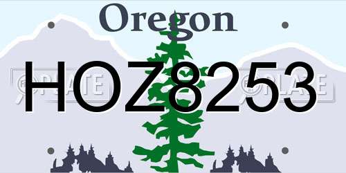 HOZ8253 Oregon License Plate
