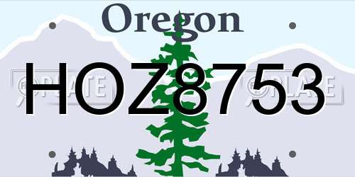 HOZ8753 Oregon License Plate