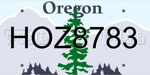 HOZ8783 Oregon License Plate