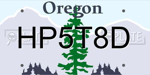 HP5T8D Oregon License Plate