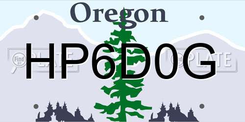 HP6D0G Oregon License Plate