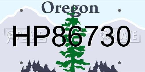 HP86730 Oregon License Plate